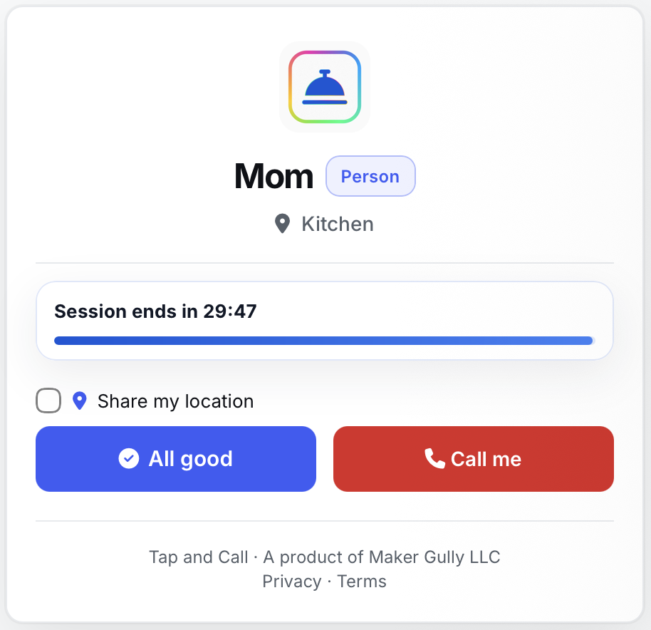 Check-in feature screenshot