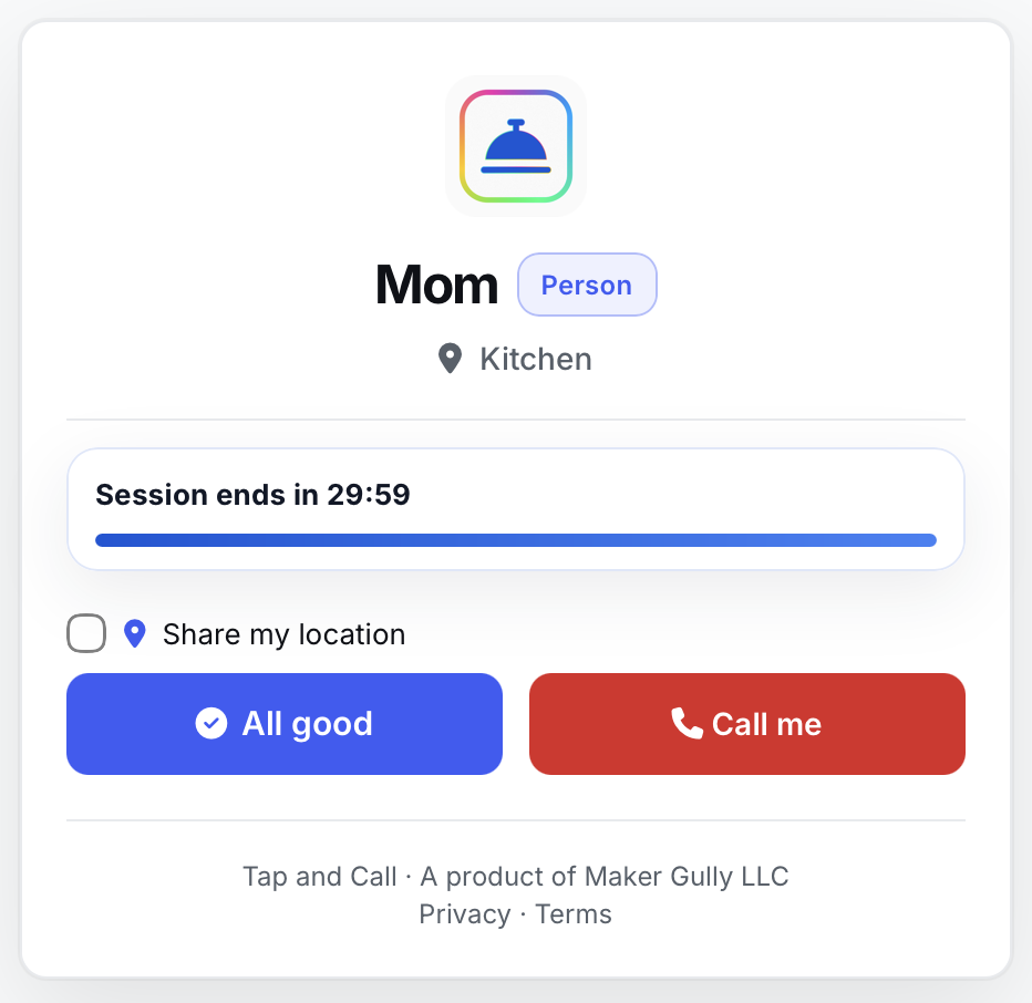 Check-in feature screenshot