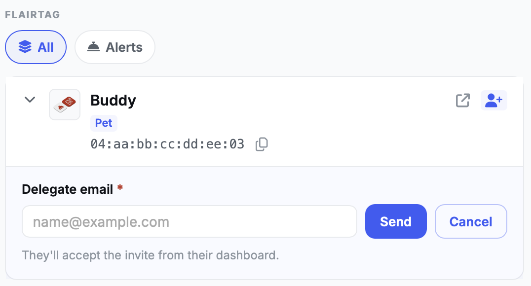 Delegation feature screenshot