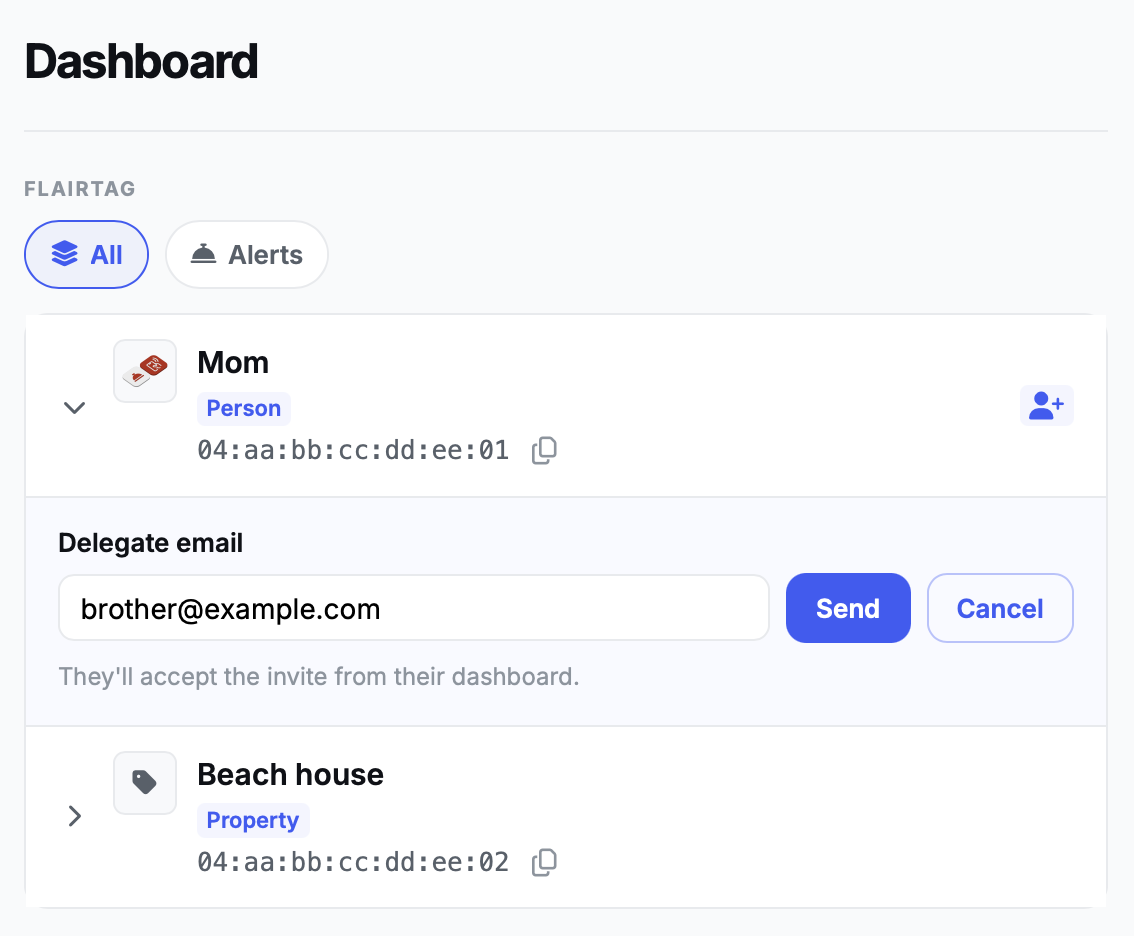 Delegation feature screenshot