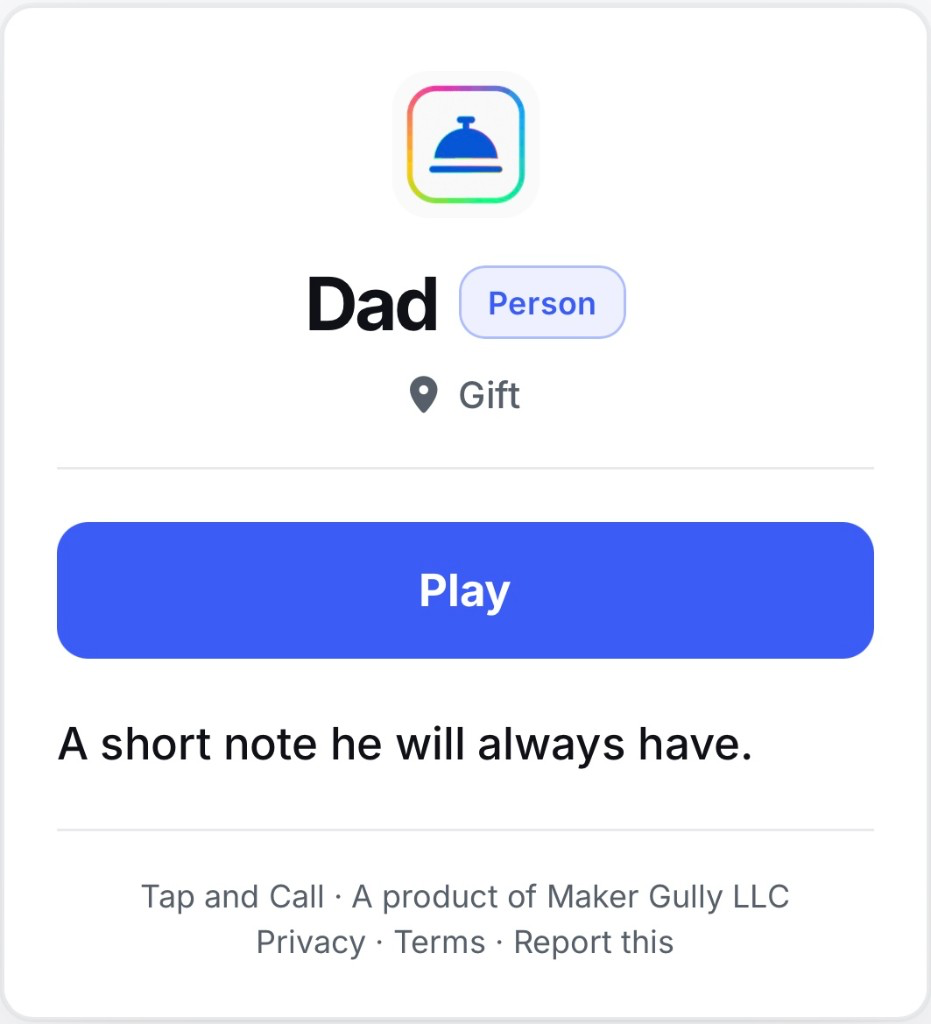Keepsake tap page. Play a note.