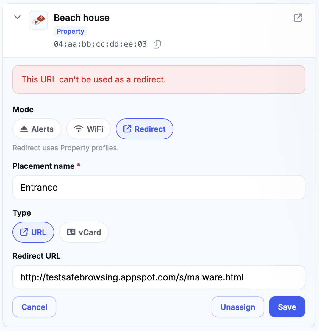 Privacy and safety feature screenshot