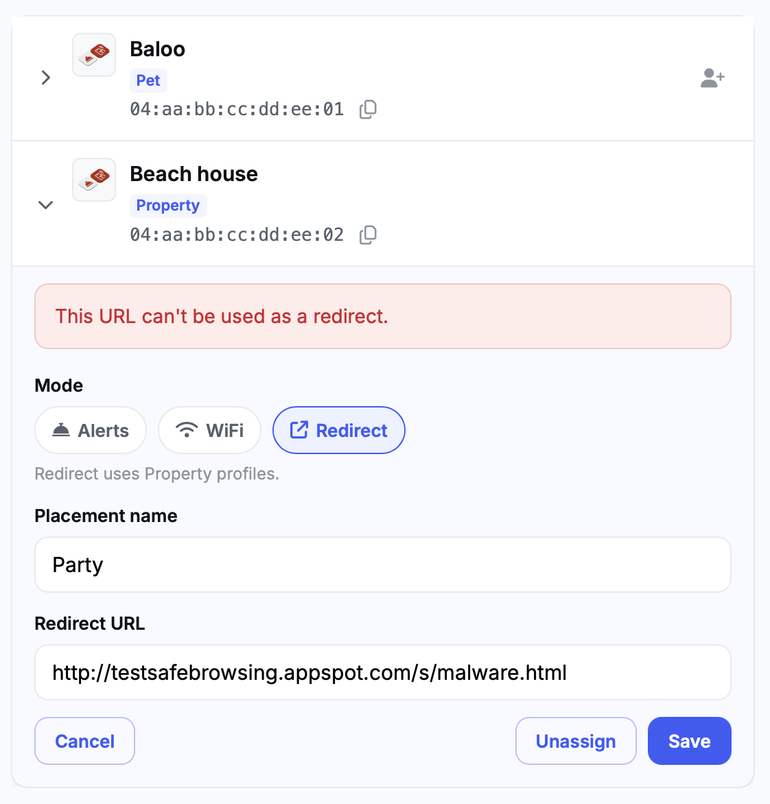 Privacy and safety feature screenshot