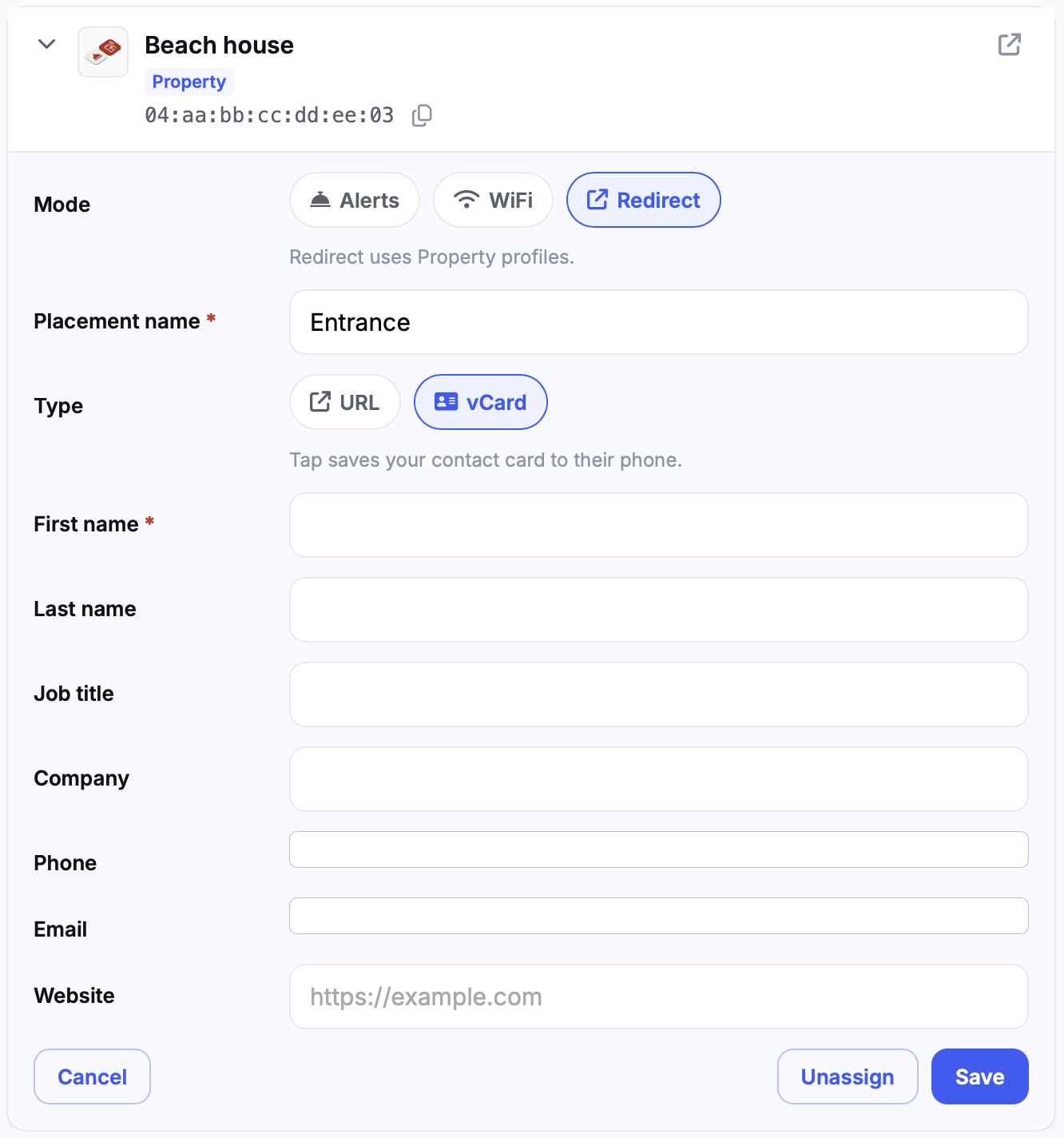 Redirect feature screenshot