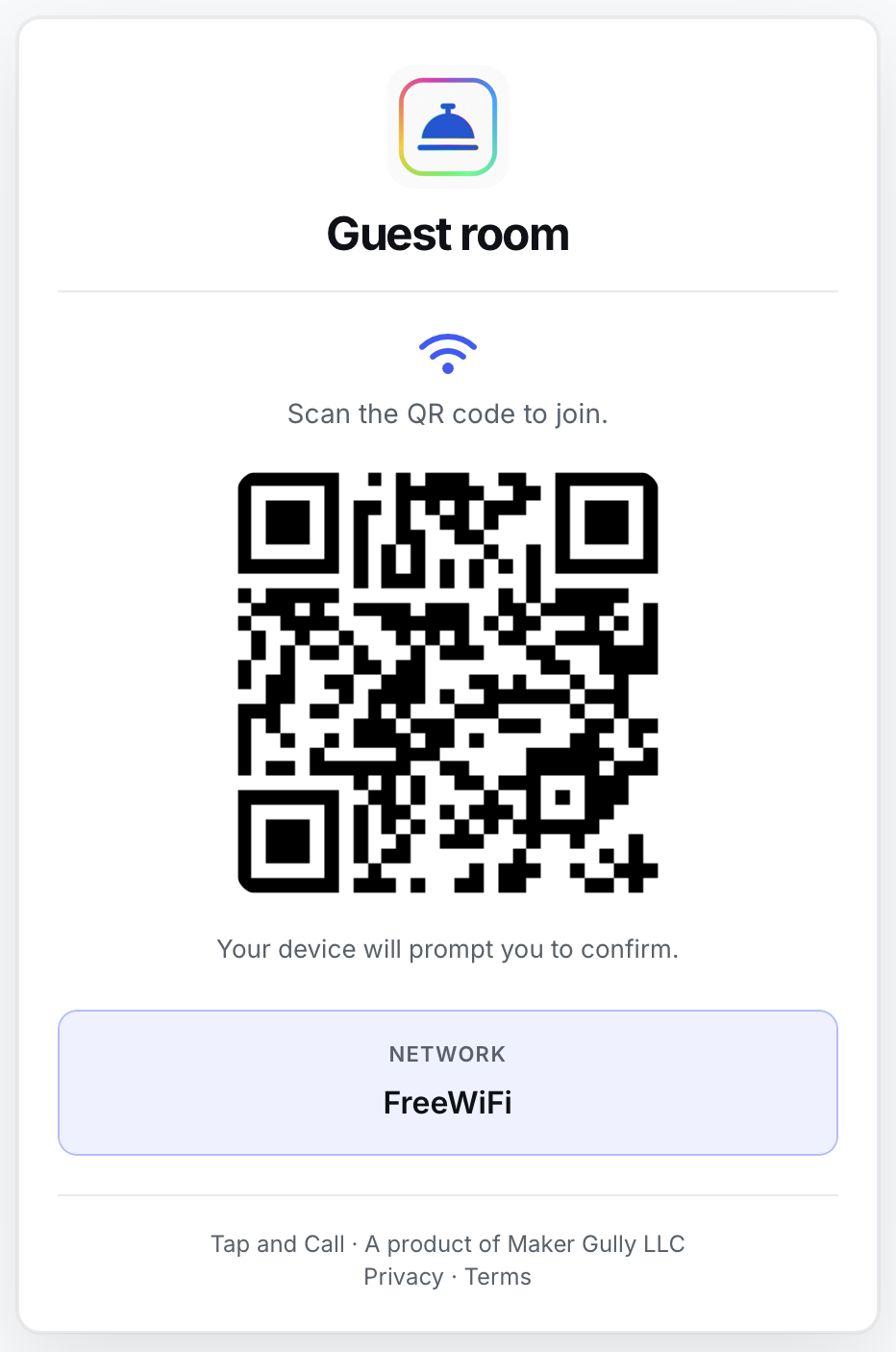 WiFi guest pass feature screenshot