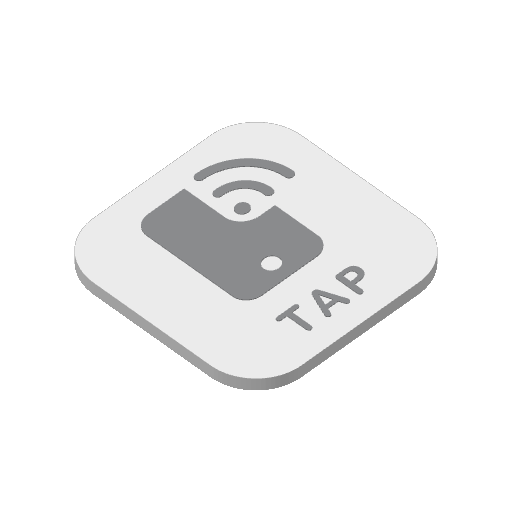 Executive Slate business FlairTag, Compact Square, white with grey TAP face