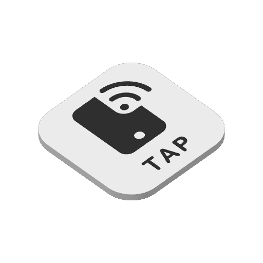 Universal Hospitality business FlairTag, Compact Square, white with black TAP face