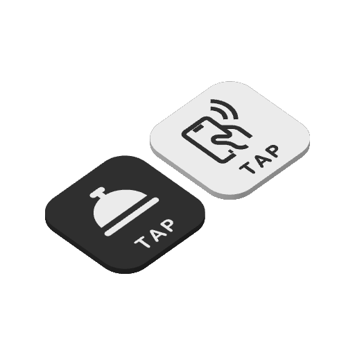 Universal Hospitality FlairTag, Compact Square, black and white